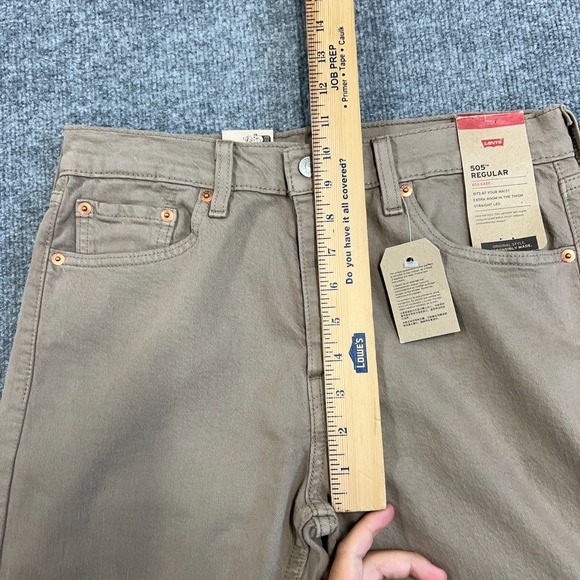 Levis 505 Jeans Mens 30x32 Khaki Tan Denim Regular Straight 5-Pocket Pants NEW - Picture 5 of 12